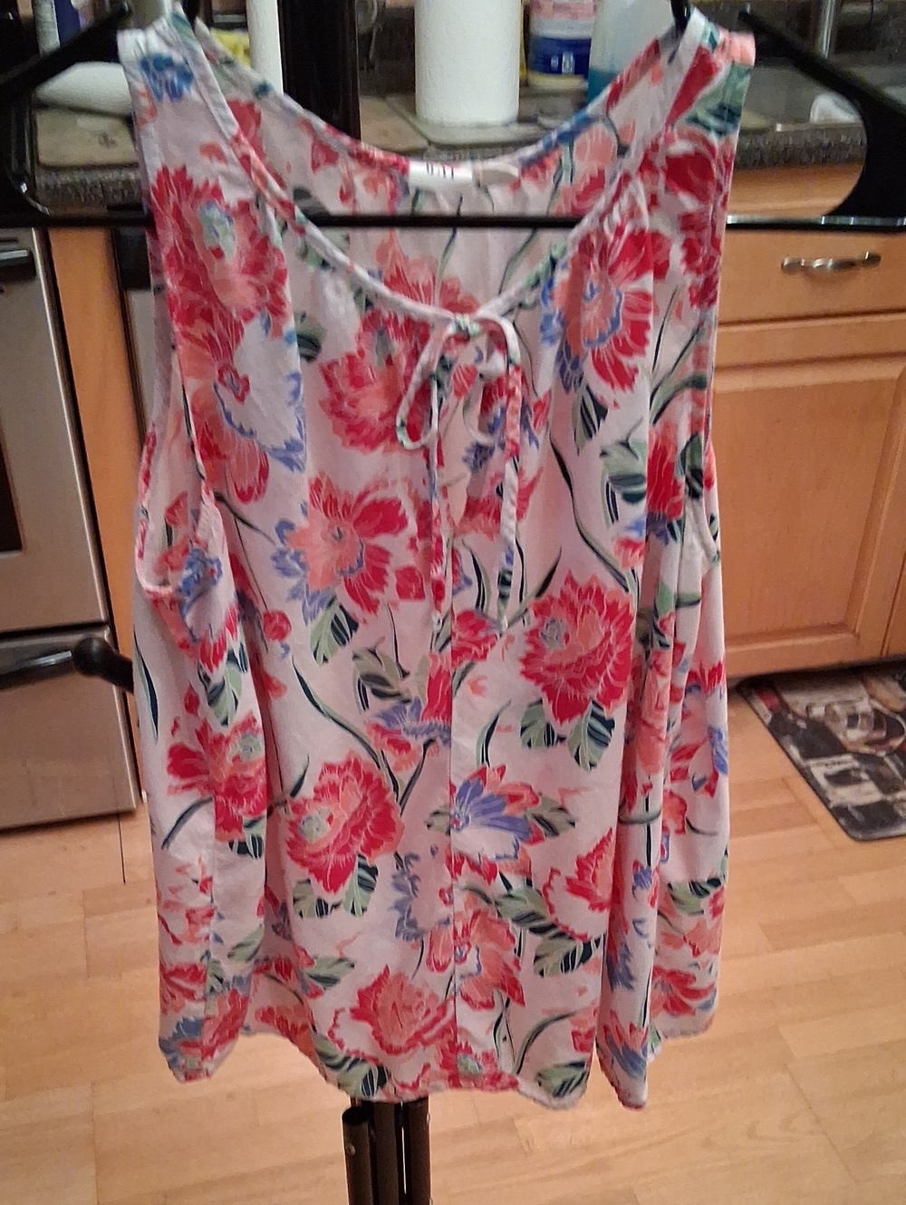 GAP Floral Tie-Front Tank Top in Pink, Blue and Green